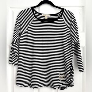 Michael Kors Black and White Striped Top EUC